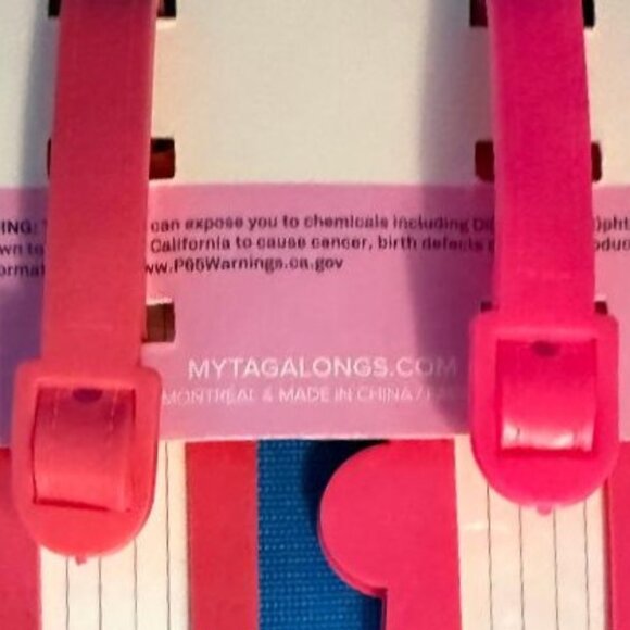 " MINE " SET OF 2 EASY TO SEE UNIQUE LUGGAGE / PINK BAG TAGS TRAVEL / TRAVELING - Picture 6 of 7
